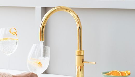 Trend Quooker Cube keukenkraan in goud voor bruisend water bij de Mooiste Keukenwinkel