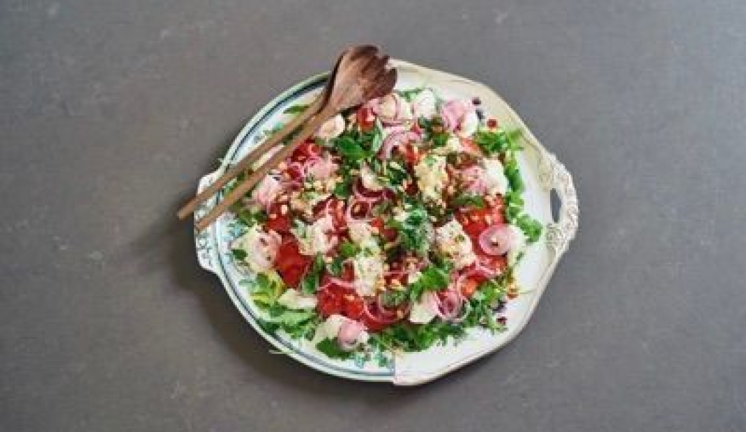 Caprese van geroosterde paprika